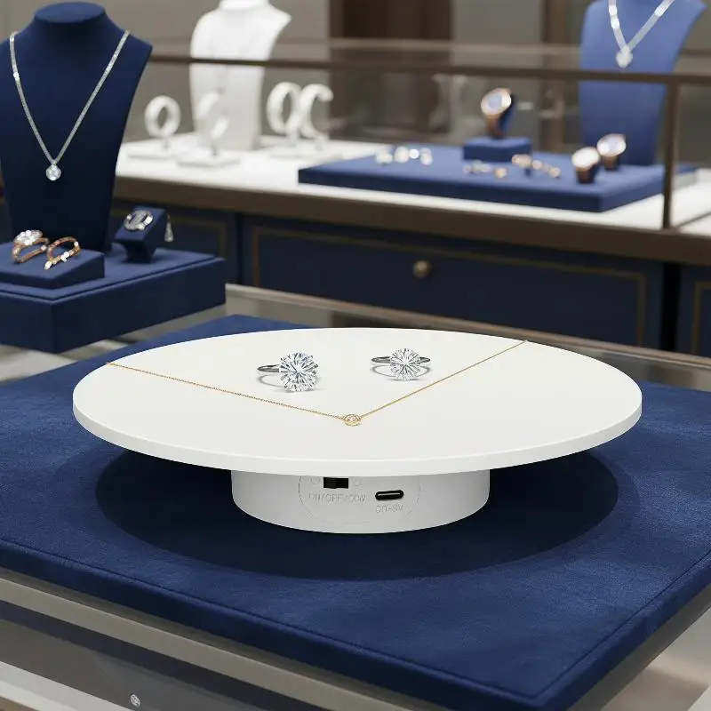 360 Degree Rotating Motorized Display USB Automatic Revolving Platform Jewelry Figurine Trinkets Model Collectible Decor Holder