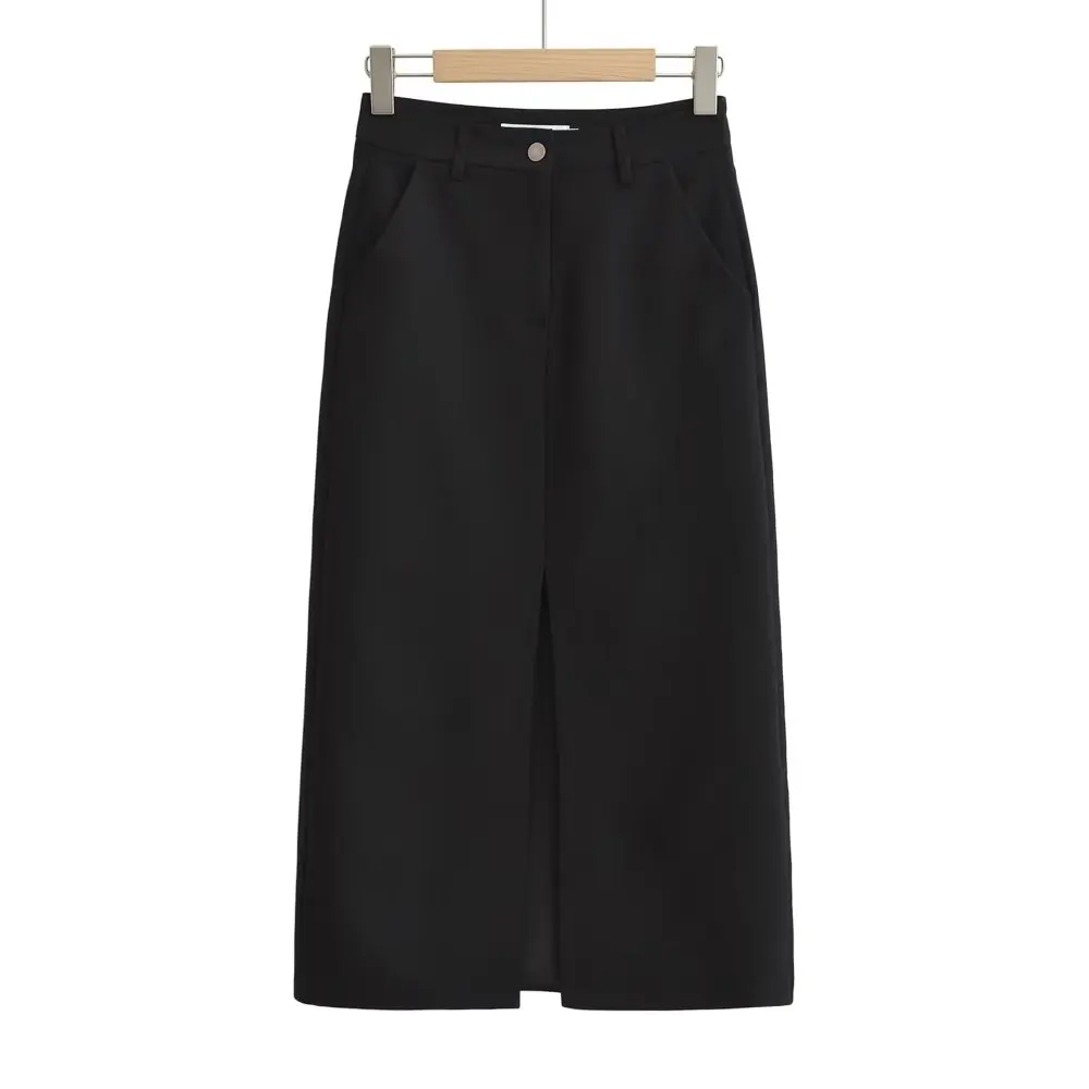 SALIENCY Damskie spódnice z rozcięciami, z wysokim stanem, w kształcie litery A, letnie, koreańska moda, szykowna spódnica z zakładanym krokiem, damska