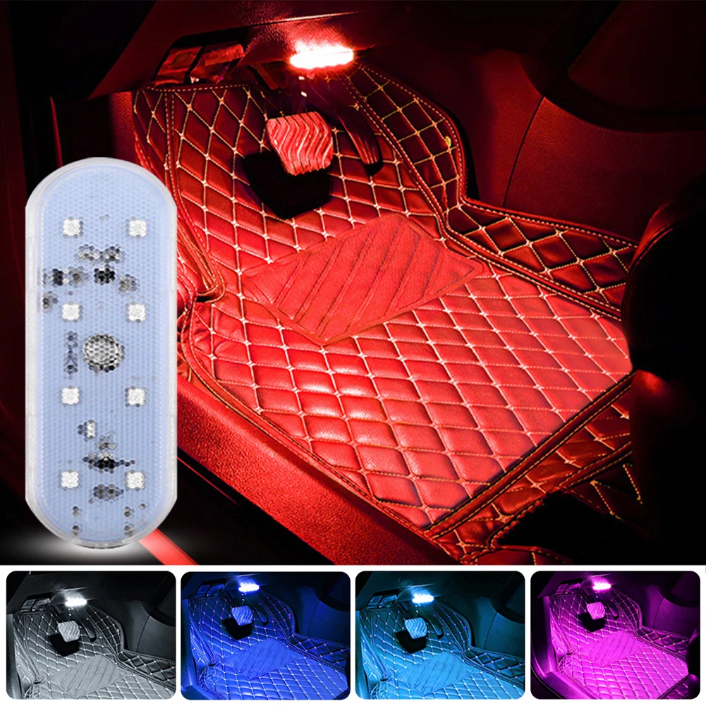 8led interior do carro ambiente humor luz toque telhado sem fio led iluminação interior leitura teto decoração do carro iluminação