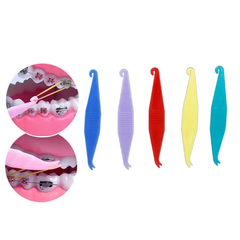 

10pcs Dental Orthodontic Elastic Placer Protable Rubber Ligature Ties Ring Plastic Band Hook Retractor Teeth Care Plastic Hook