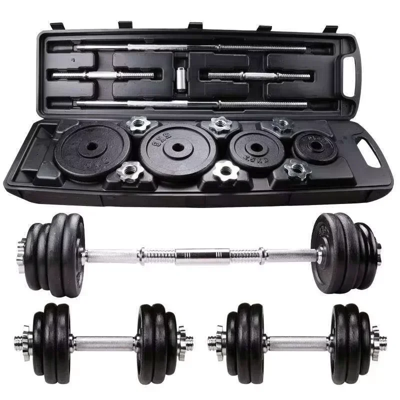 10kg-30kg Gym Home Weightlifting Dumbbells with Box Painted Black Painted Cast Iron Dumbbells Can Be Connected To A Barbell Set.