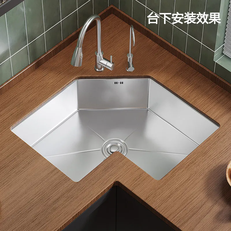 Kitchen Corner Special-shaped Sink, L-shaped Corner Sink, Large Single Tank Dishwashing Basins