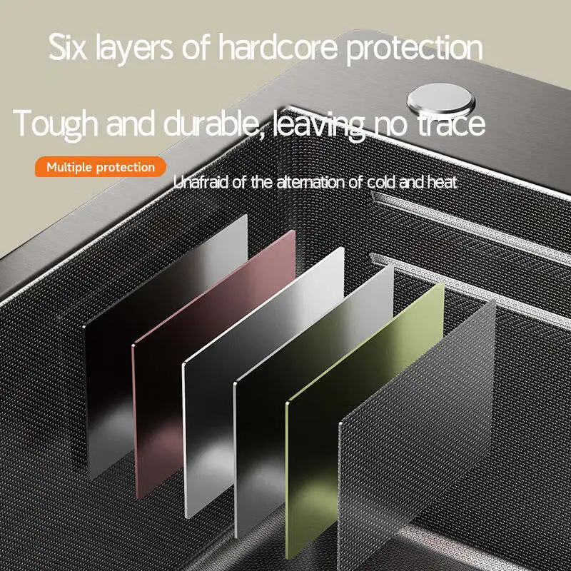 حوض مطبخ حديث من الفولاذ المقاوم للصدأ سميك 4 مم مع صنبور متعدد الوظائف بثلاث فتحات مصنوع يدويًا وفائق للاستخدام المنزلي