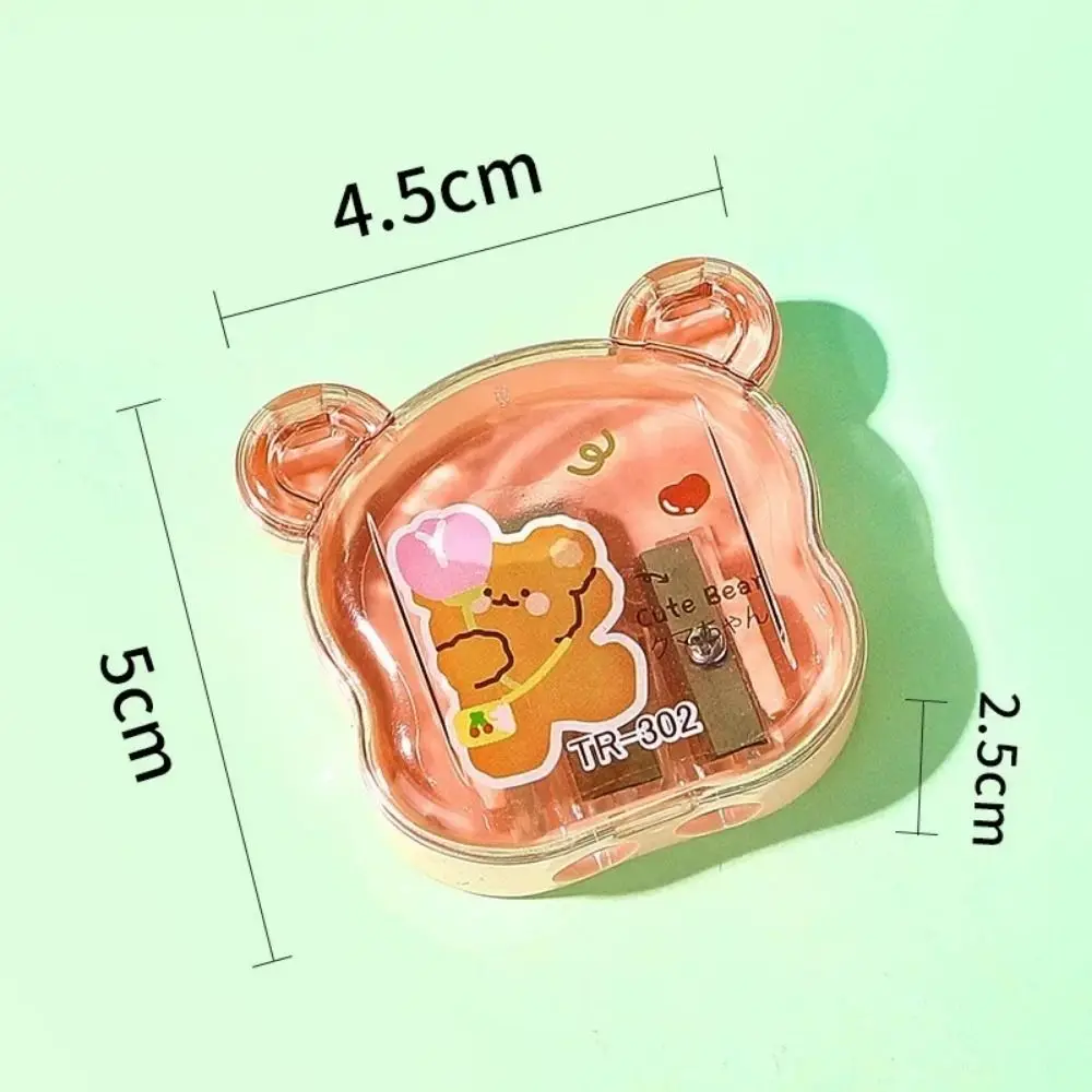 Portable 2 Holes Little Bear Pencil Sharpener Kawaii Cute Double Hole Pencil Cutter Anime Cartoon Pencil Cutting Tools Kids