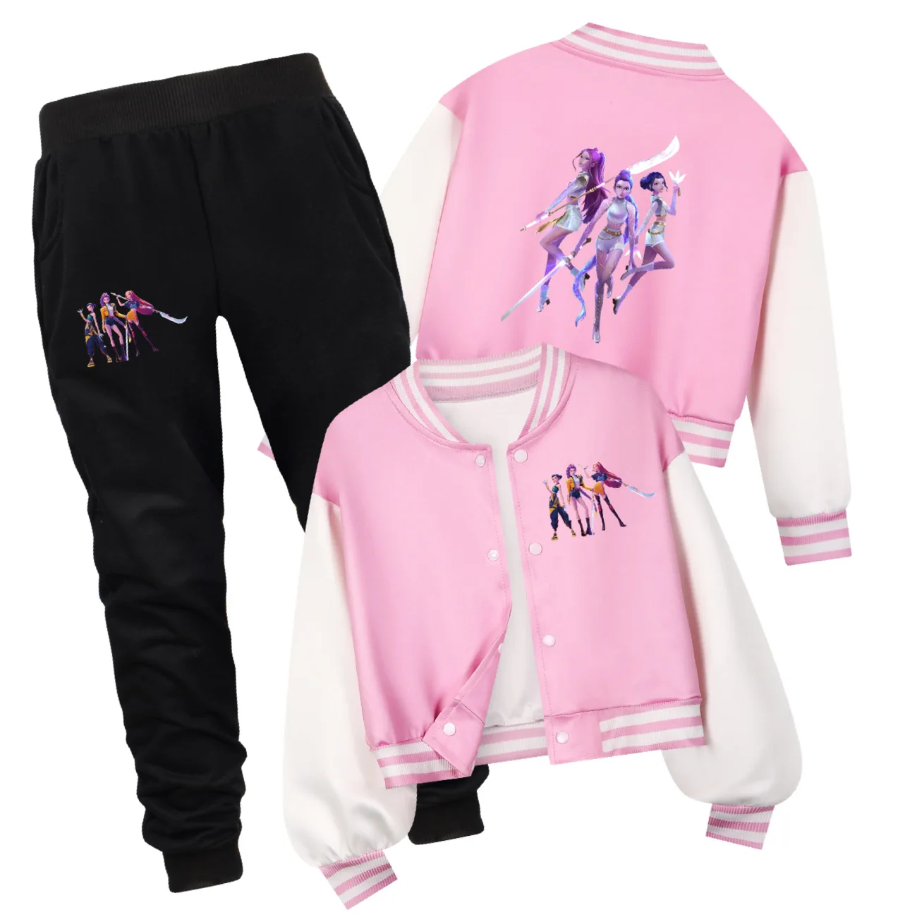 

Kids KPop Demon Hunters Huntrix Baseball Uniform Spring Long Sleeve Sportswear KPop Huntrx Rumi Mira Anime Boy Girls Jacket Coat