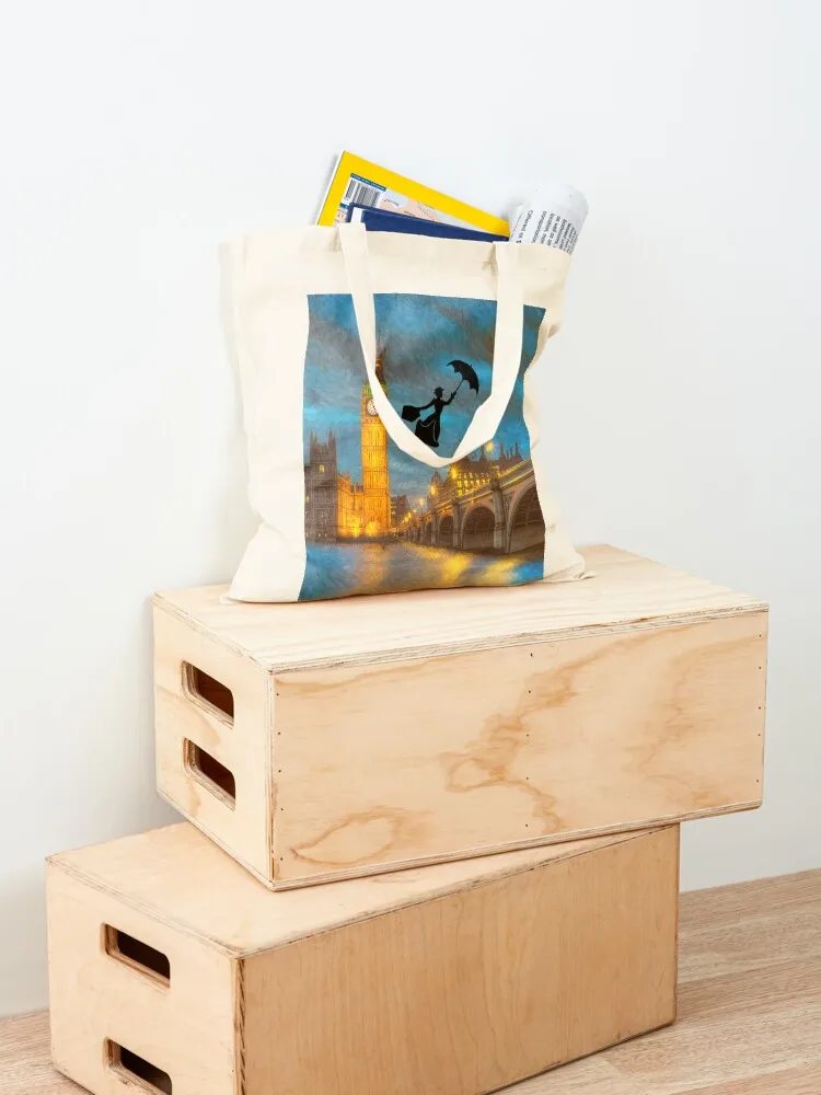 Magical Nanny Over London Tote Bag Lady bags tote bags aesthetic Handbags women Canvas