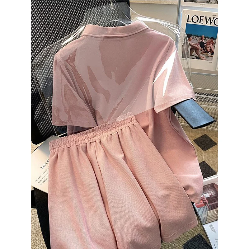 Женская одежда больших размеров в консервативном стиле, спортивные штаны с вышивкой, костюм из двух предметов, женские летние повседневные короткие комплекты с короткими рукавами Femme