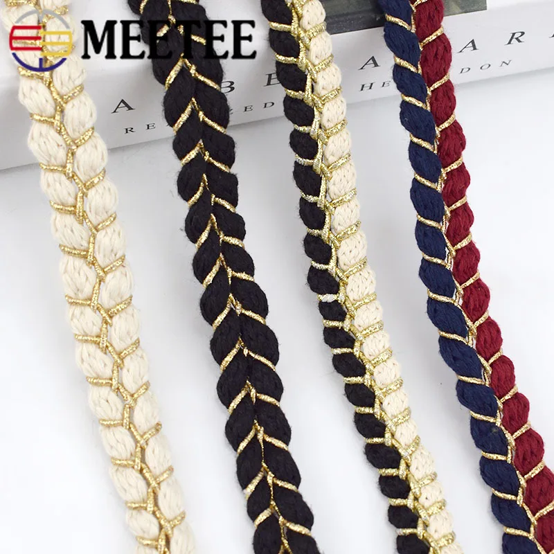 

Meetee 9yards 1.5cm Cotton Braid Webbing Ribbon Twisted Rope DIY Scarf Jewelry Apparel Home Crafts Sewing Accessories Lace BD294