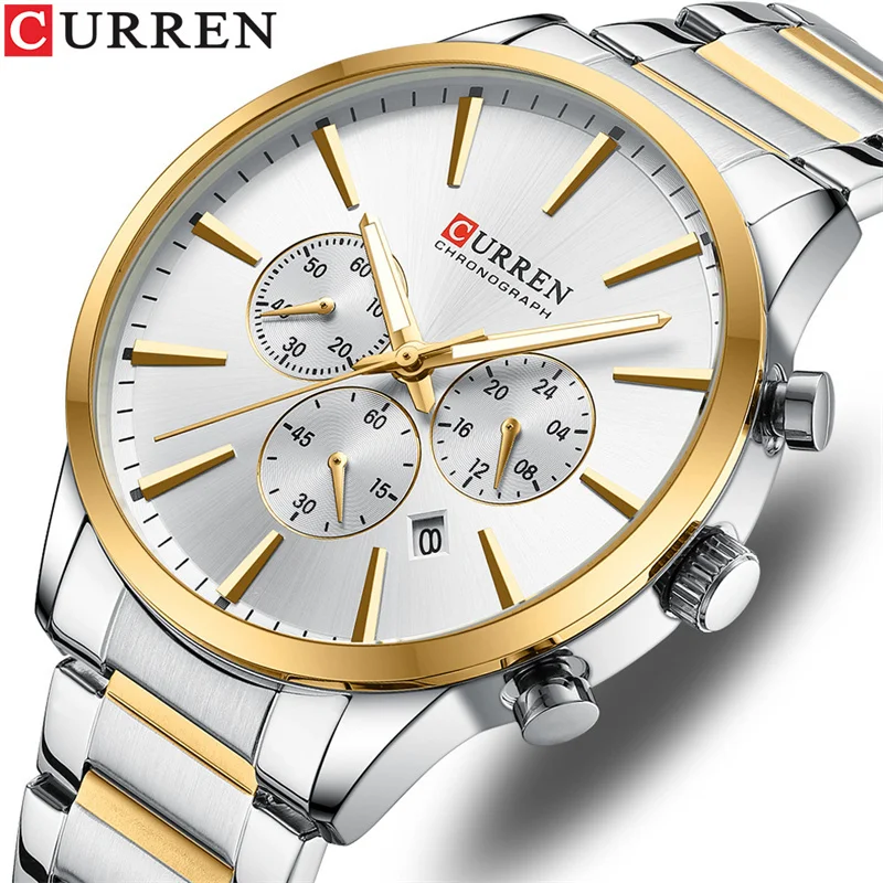 

CURREN 8435 New Man WristWatch Waterproof Men Watch Military Top Brand Chronograph Luxury Stainless Steel Sport Male Clock