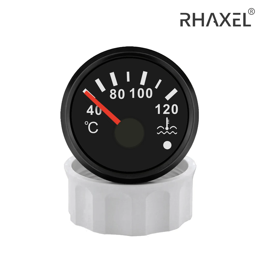 RHAXEL 2'' Water Temperature Gauge Waterproof for Racing VAN Tractor Vessels with Alarm 12Volt 24Volt Red Backlight