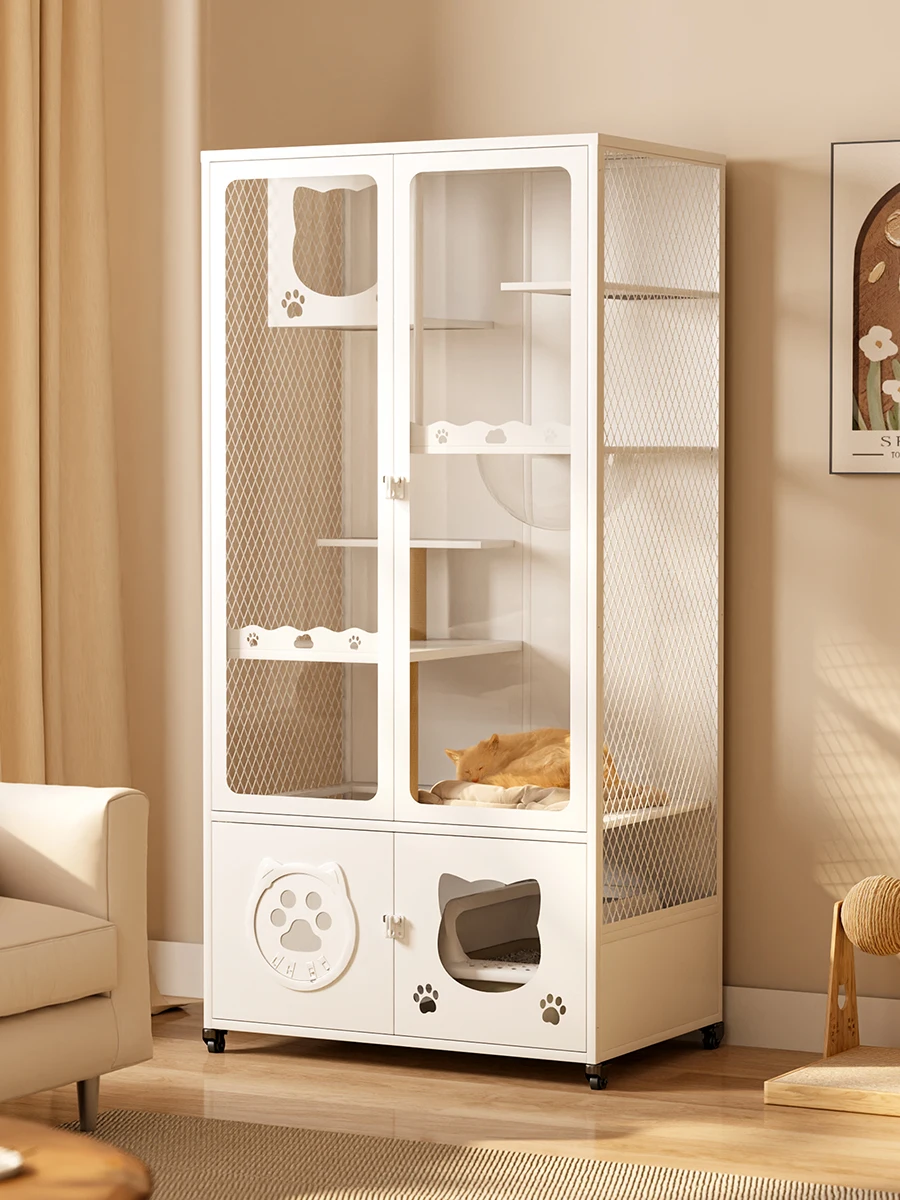 Cat villa household integrated cat house steel waterproof and rust-proof panoramic luxury  cage cabinet