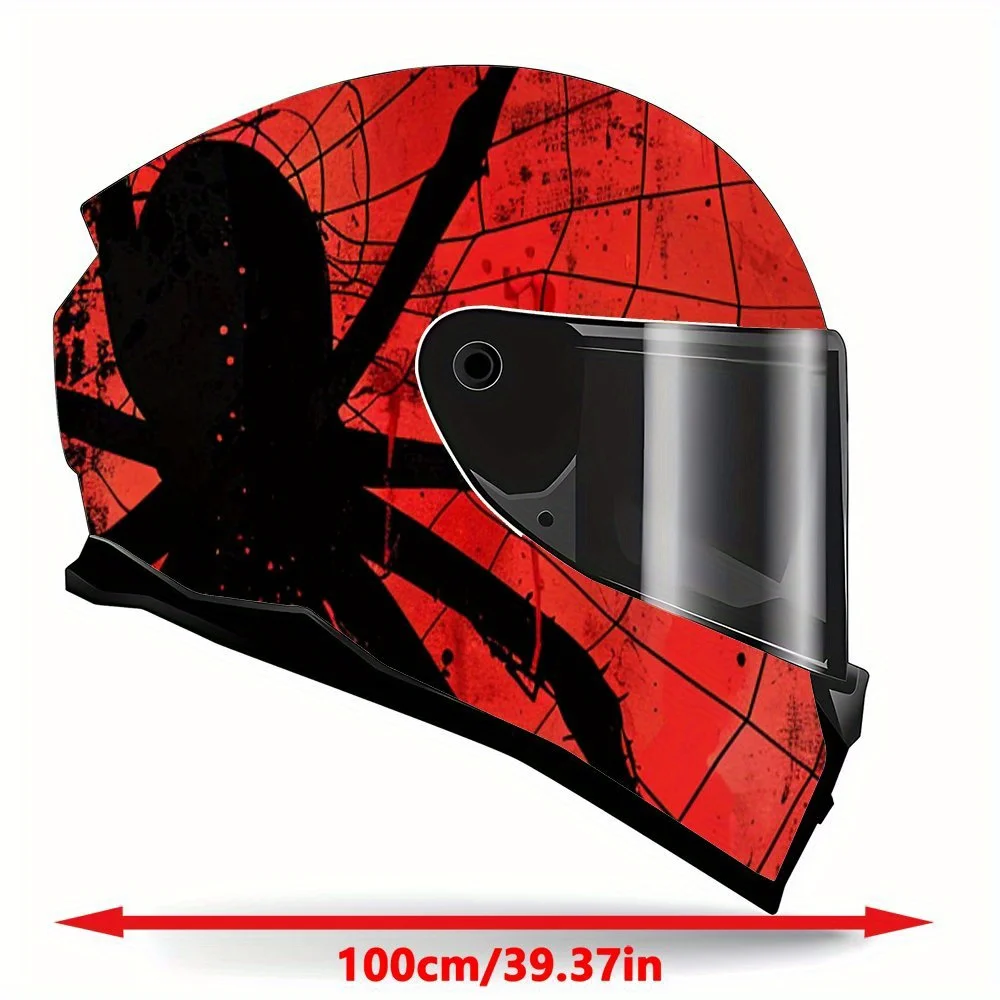 Black spider with red background wall splattered Print Full Helmet Wrap Sticker Motorcycle Helmet Racing Graphic Decal Vinyl Wra