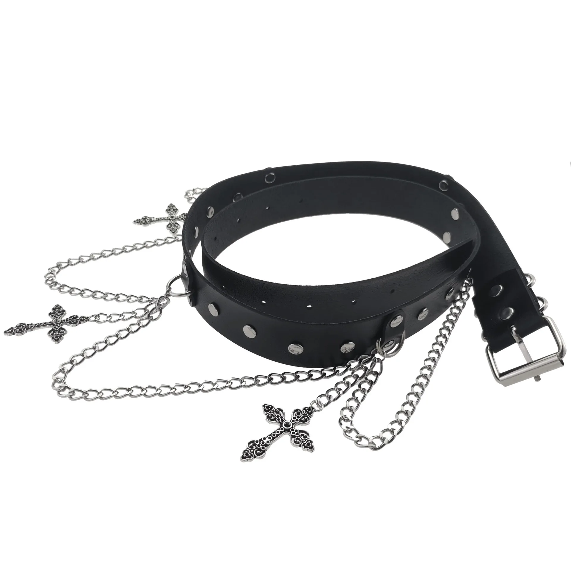 Dark Individuality Punk Retro Gothic Sex appeal Rock and roll Different Cross Chain Tassel Corset Belt chain Belt accessory