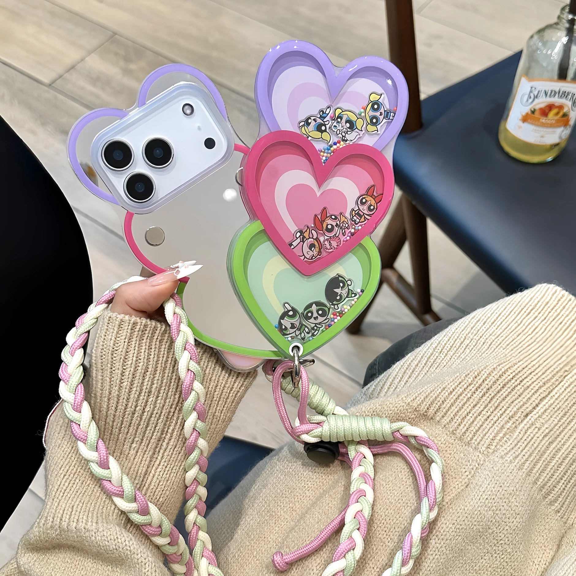 

Special Mirror Surface With Lanyard Anti-Drop The Powerpuff Girls For Blossom Bubbles Buttercup For iPhone 16/15/14/13/12 ProMax