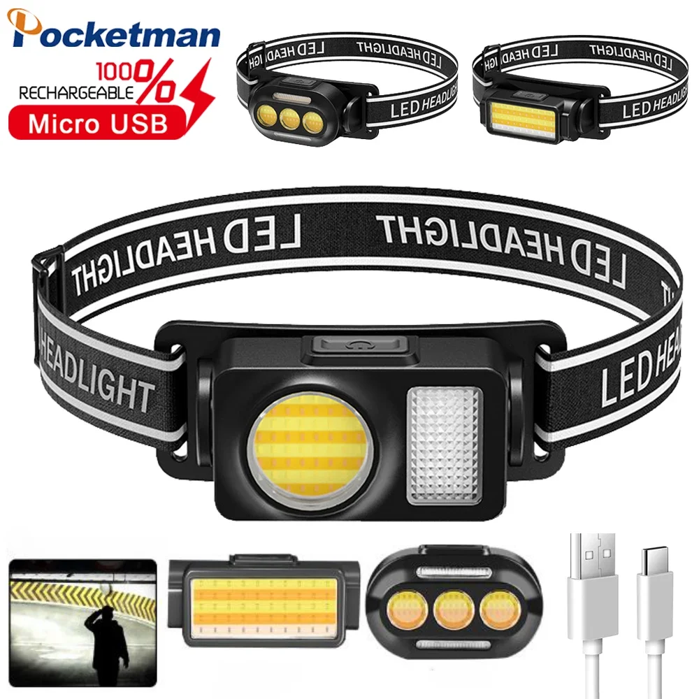 

Highlight LED Headlamp USB Rechargeable Headlight Mini Lantern Outdoor Camping FIshing Head Flashlight Waterproof Caution Light