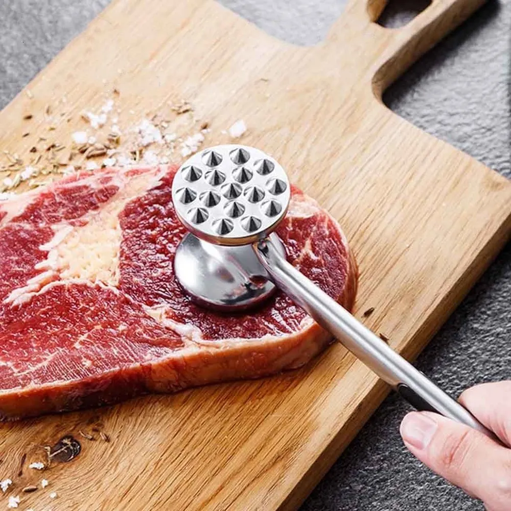 Large Profession Meat Hammer Portable Loose Tool Meat Tenderizer Needle Dual-Sided Meat Mallet with Rubber Comfort Grip Handle