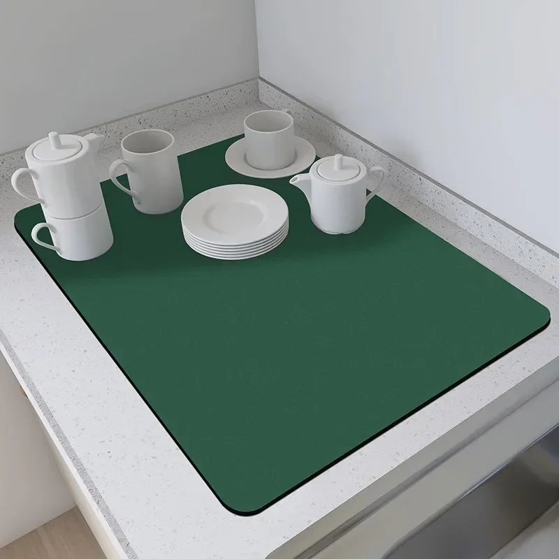 Solid Color Kitchen Countertop Drain Mat Household Dining Table Mat, Bar Counter Coffee Machine, Anti Slip Absorbent Mat