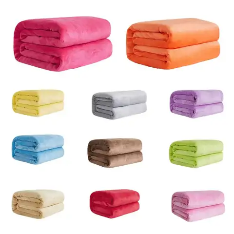 Solid Color Coral Flannel Blanket Soft Warm Skin-Friendly Flannel  Bed Sheet Supply For Winter Home Blankets For The Couch