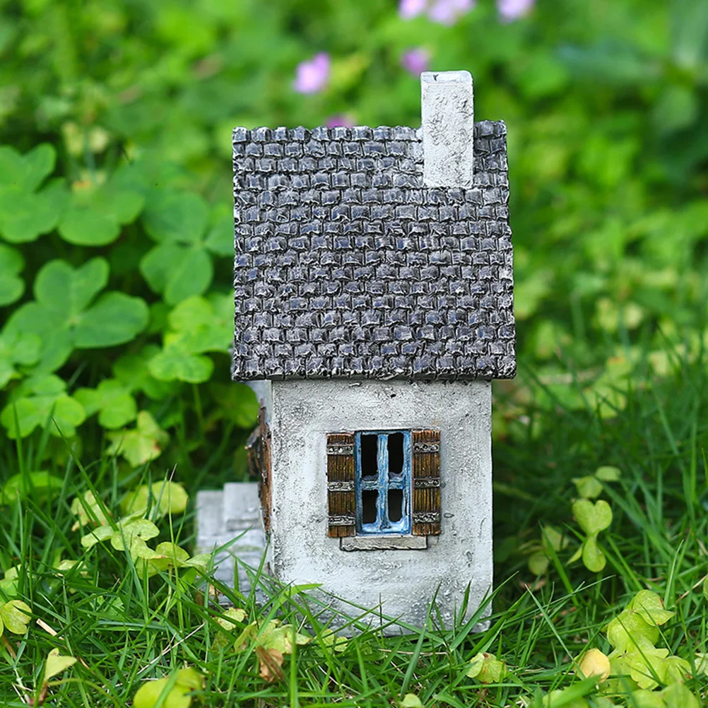 

Resin Small House Garden Decor Miniature Resin House Ornament Outdoor Garden Decoration Landscape Accessory Bonsai Decor