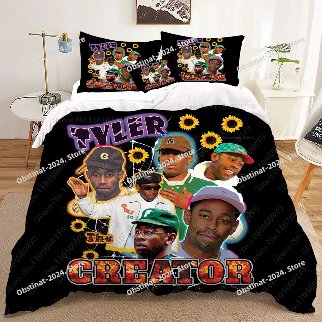 

Fashion Rapper Tyler The Creator blankets picnic 3D Bedding Sets print duvet cover Adults_ children bed comforter birthday gift