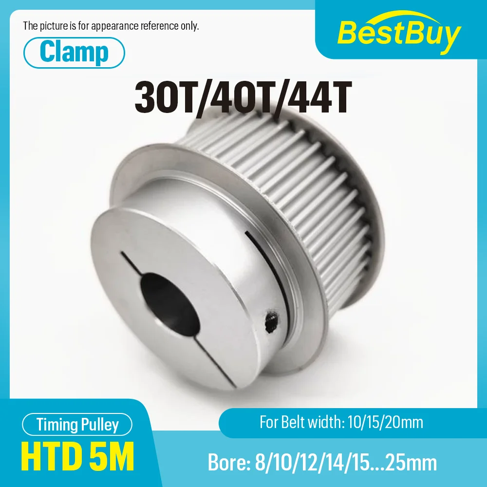 

HTD 5M Synchronous Wheels 30T/40T/44 Teeth K/BF Clamping Type Bore 8-25mm for 10/15/20mm Belt 3D Printer Accessories