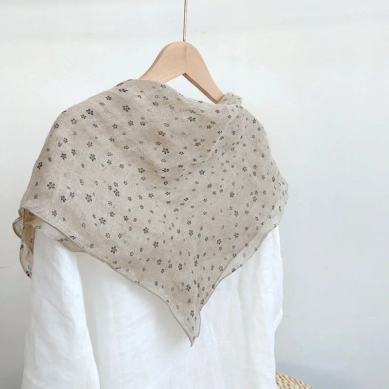 

Natural Color Floral Scarf for Women Breathable Thin Shawl Sun Protection Neck Scarf