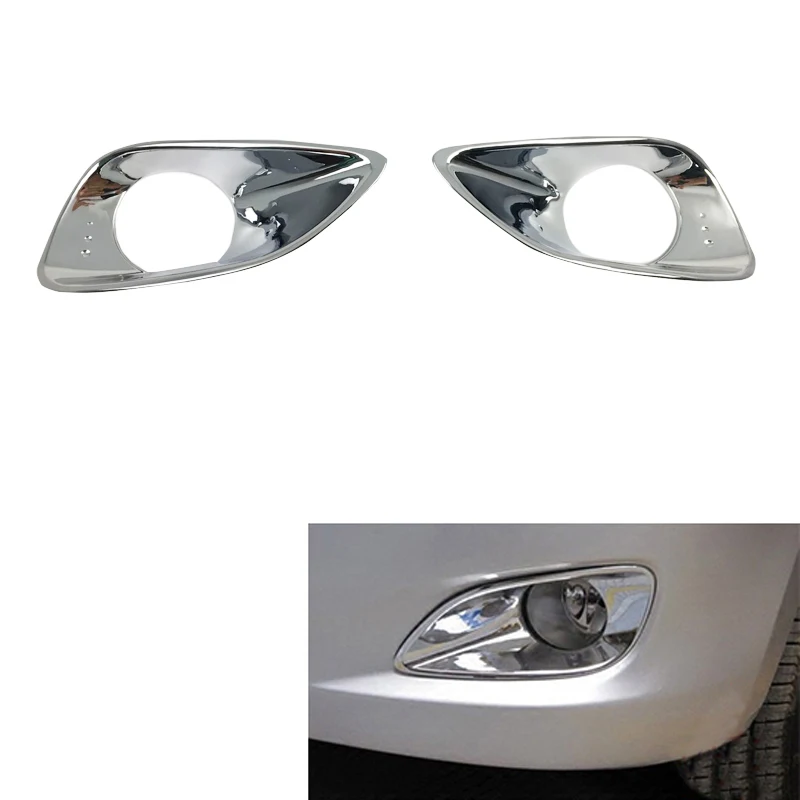 A28K-2Pcs/Set Car Front Fog Light Lamp Cover Stick ABS Chrome Frame Trim Kit for Toyota Vios 2008- 2011 Car Decorations