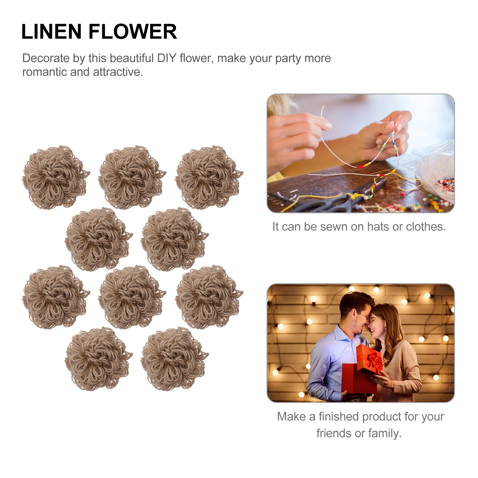 

Natural Jute Decoration Vintage Craft Ornament for Wedding Party DIY Burlap Flowers Wedding Burlap Flower Party Jute Flower