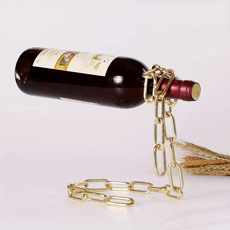 Iron Chain Wine Rack Creative Simple Wine Bottle Holder Magical Whisky Display Stand Home Kitchen Decorative Crafts Ideal Gifts