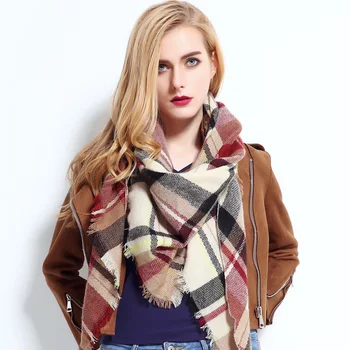 2024 Newest Designer Scarf women luxury Plaid Scarves Shawls Brand Knitted Cashmere Bufandas Invierno Mujer Fashion Bandana Wrap