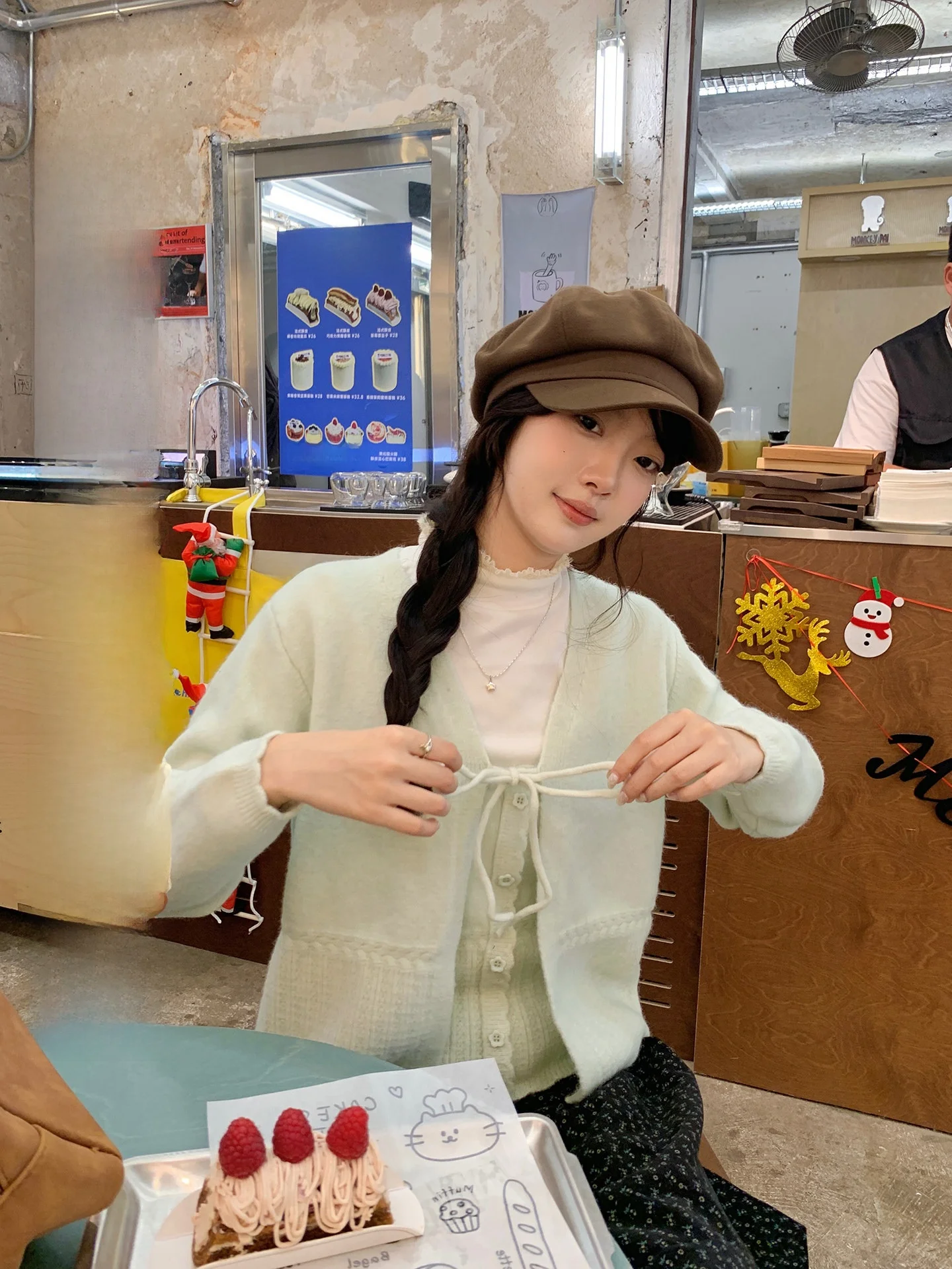 

Свободный вязаный женский свитер с V-образным вырезом и куртка, комплект из двух предметов, повседневный корейский стиль, мягкий акриловый ворс, длинный рукав, дышащий