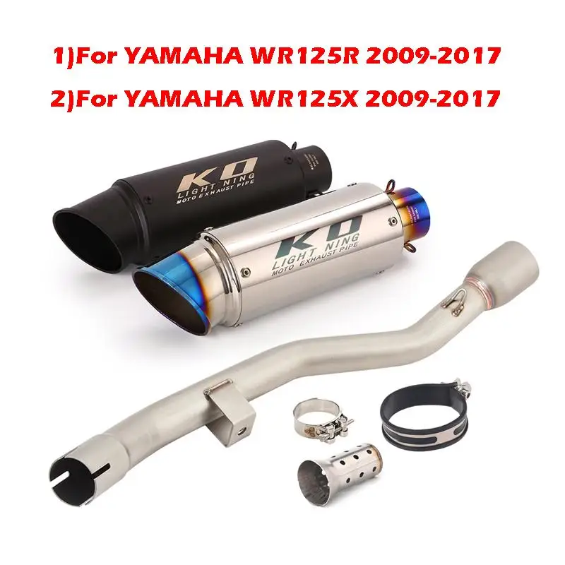 

For YAMAHA WR125R WR125X 2009-2017 Motorcycle Mid Exhaust Connect Pipe Slip On Muffler Escape With DB Killer Stainless Steel