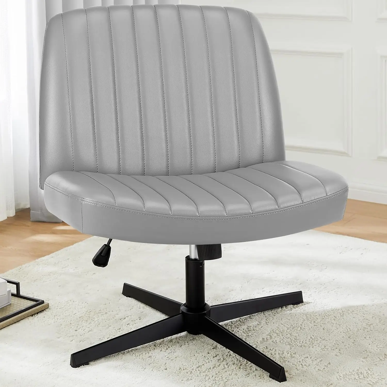 

Criss Cross Office Chair, Wide Comfy Seat, Adjustable Height, Swivel Armless Design for Home Desk