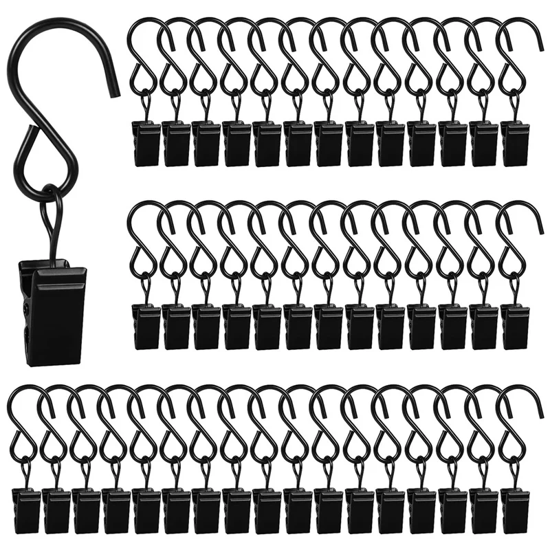 

46 Pack Metal Clips Light Clips Curtain Hooks For Outside String Lights Curtain Rod Hooks Photo Small Clips