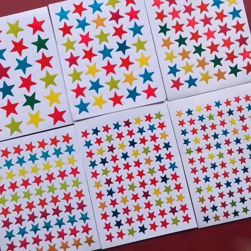 100sheets Colorful Star Stickers 5-Pointed Reward Labels Teacher Praise Stamping Stickers for Students