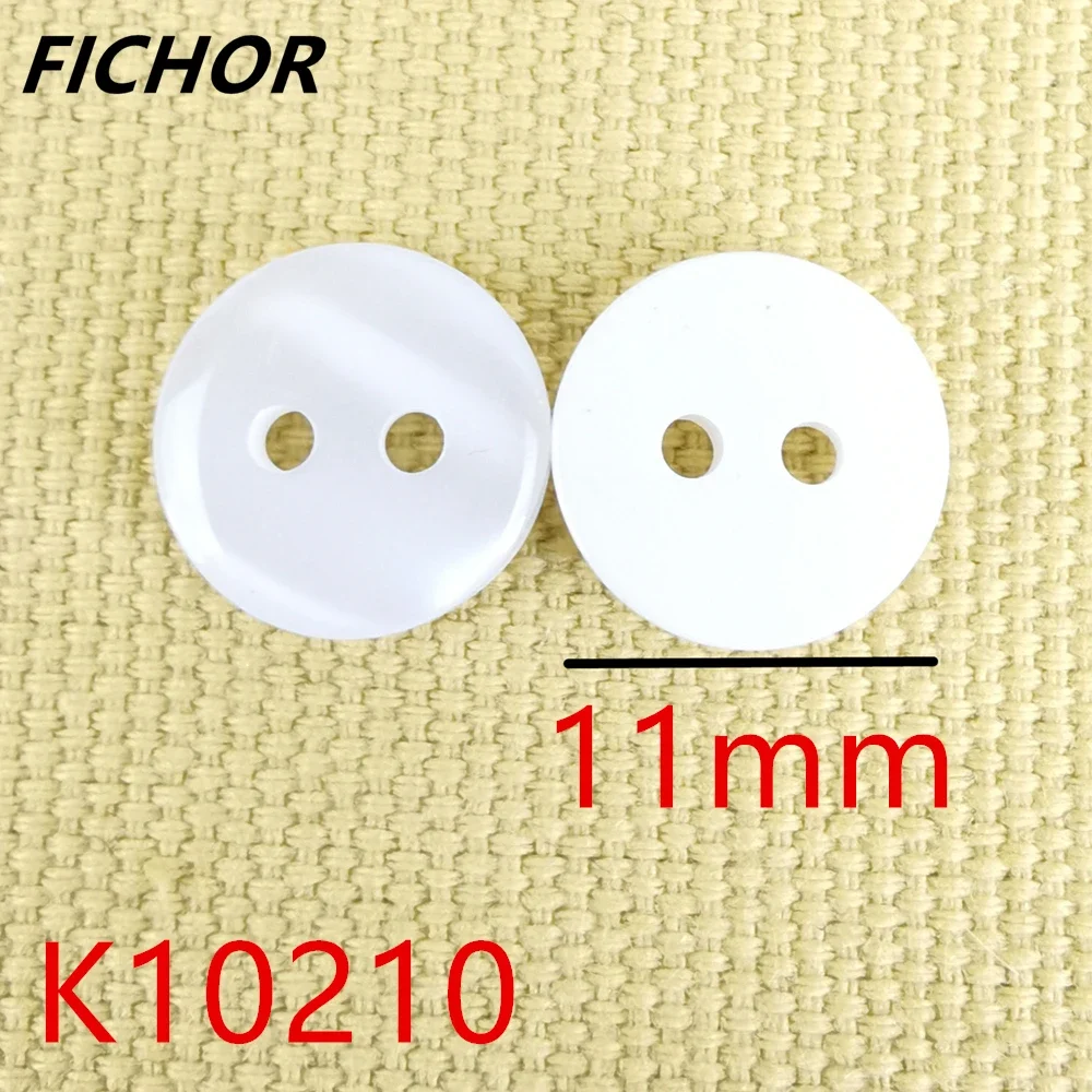 50pcs 11mm 2 Hole White Resin Sewing Buttons Cute solid Color Round Shape Button For Baby Kids Clothes DIY Accessories