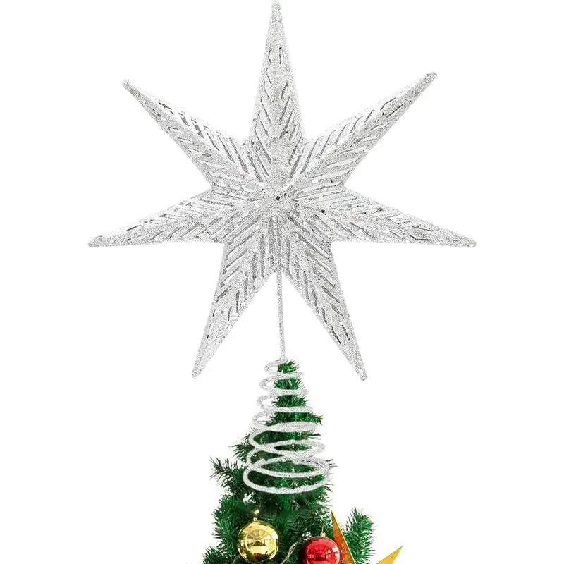 Christmas Star Tree Topper Glitter Star Christmas Tree Toppers 3D Hollow Sparkling Star Treetop For Christmas Tree Ornaments