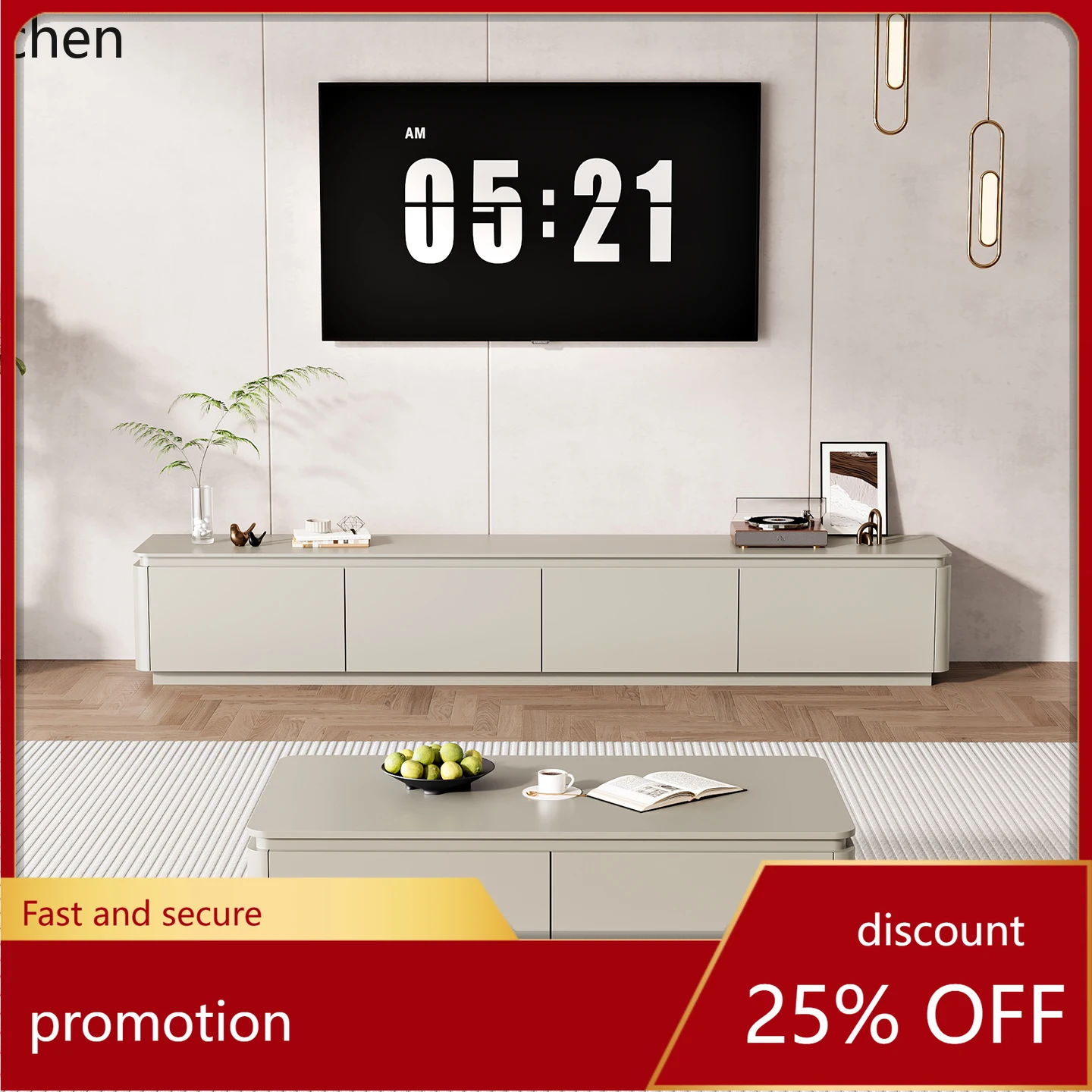Modern Minimalist High-End Feel Internet Celebrity Living Room Home Coffee Table TV Cabinet Set