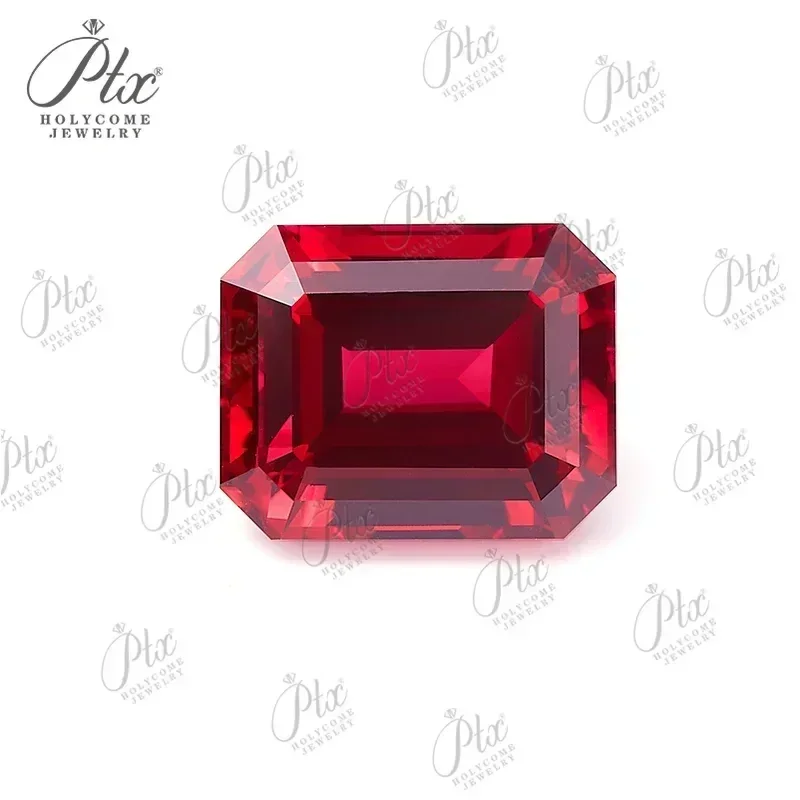 Lab Grown Ruby Emerald Cut Various Sizes Pigeon Blood Red Loose Gemstone Beads For DIY Jewelry Making With AGL Certificate
