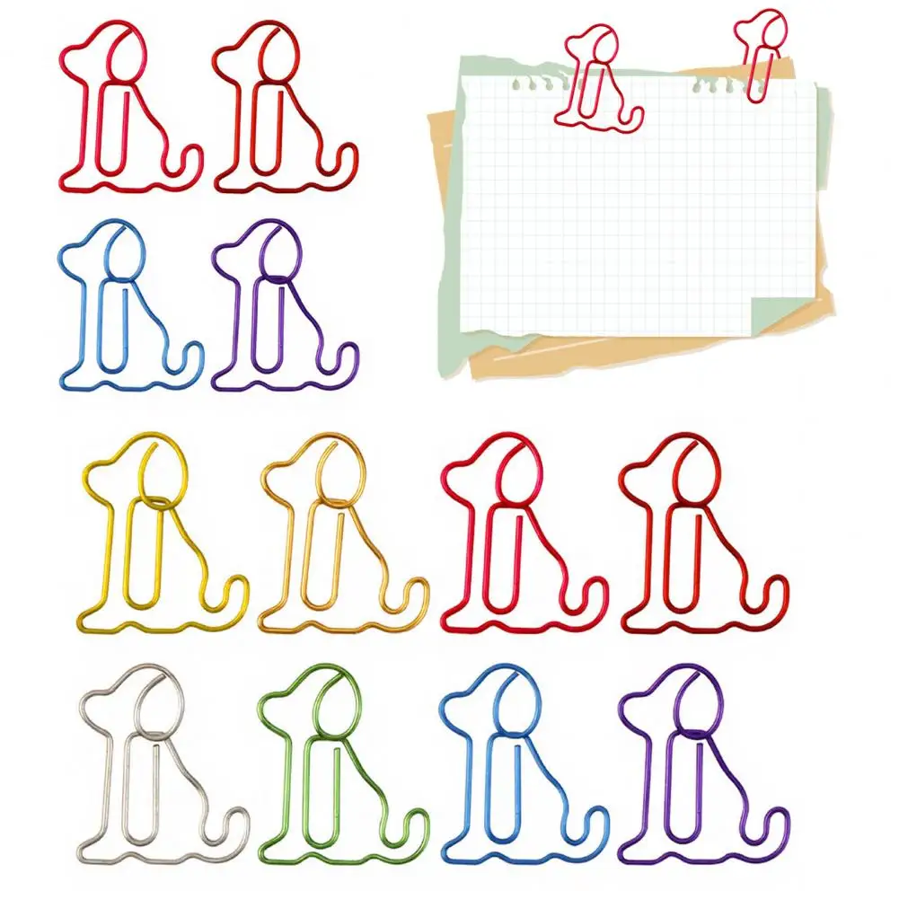 50Pcs Christmas Paper Clips Dog Shape Fun Paperclips Non-bending Metal Clips Office Desk Organizing Cards Document Fasteners