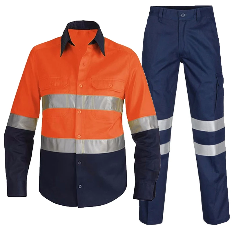 Mens Auto Repair Factory Long Sleeve Shirt Tops Pants Construction Mechanical Work Wear Uniforms Suit Set Safety Clothing