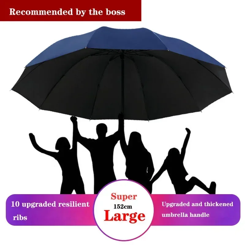 Double Layer Folding Umbrella Large 10 Ribs Manual Open Windproof Sun Rain Umbrellas