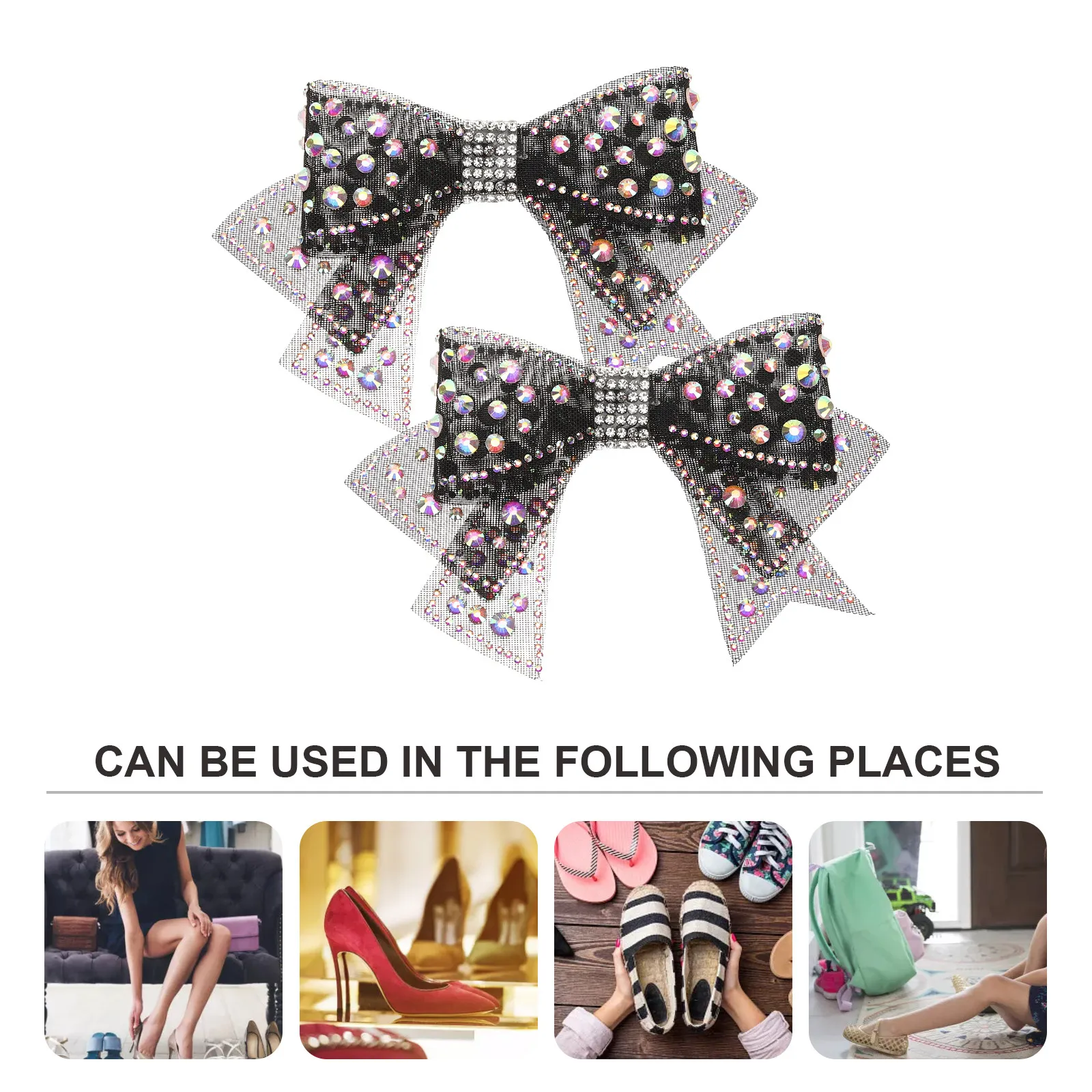 2Pcs Rhinestone Crystals Bow Shoe Decor Transform Shoes Stunning Appearance Women DIY Accessories Shoes Bow