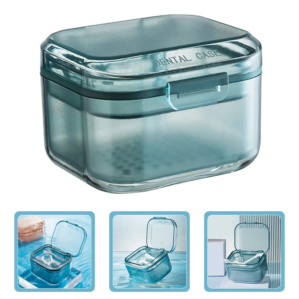 

Портативный футляр для зубных протезов, маленькая коробочка для ортодонтических ретейнеров, компактный дышащий контейнер для хранения капп, дорожный пластиковый футляр для зубных протезов
