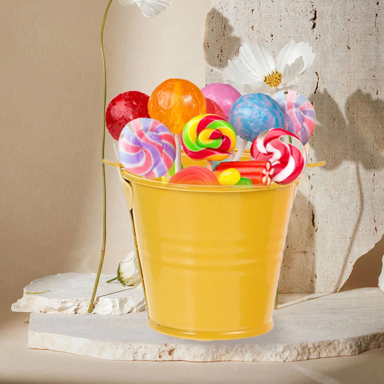 

6Pcs Small Iron Bucket Colorful Metal Bucket with Handle for Candy Storage Flower Pot Desktop Mini Planter Household Decorative