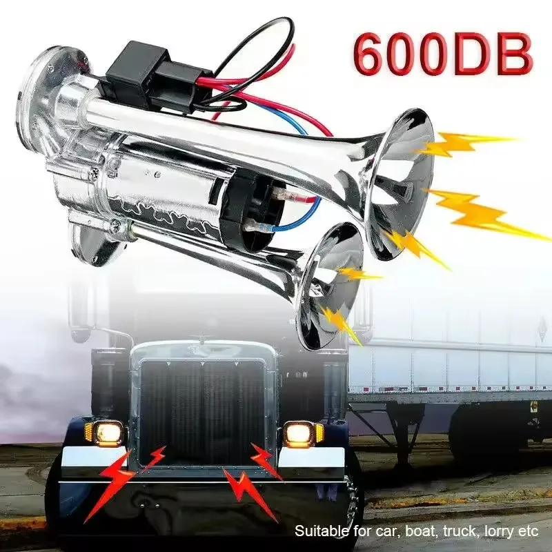 

600DB Super Loud Car Horn 12V - Dual Trumpets Electric Air Horn Speaker for SUV, Truck, Boat, Motorcycle