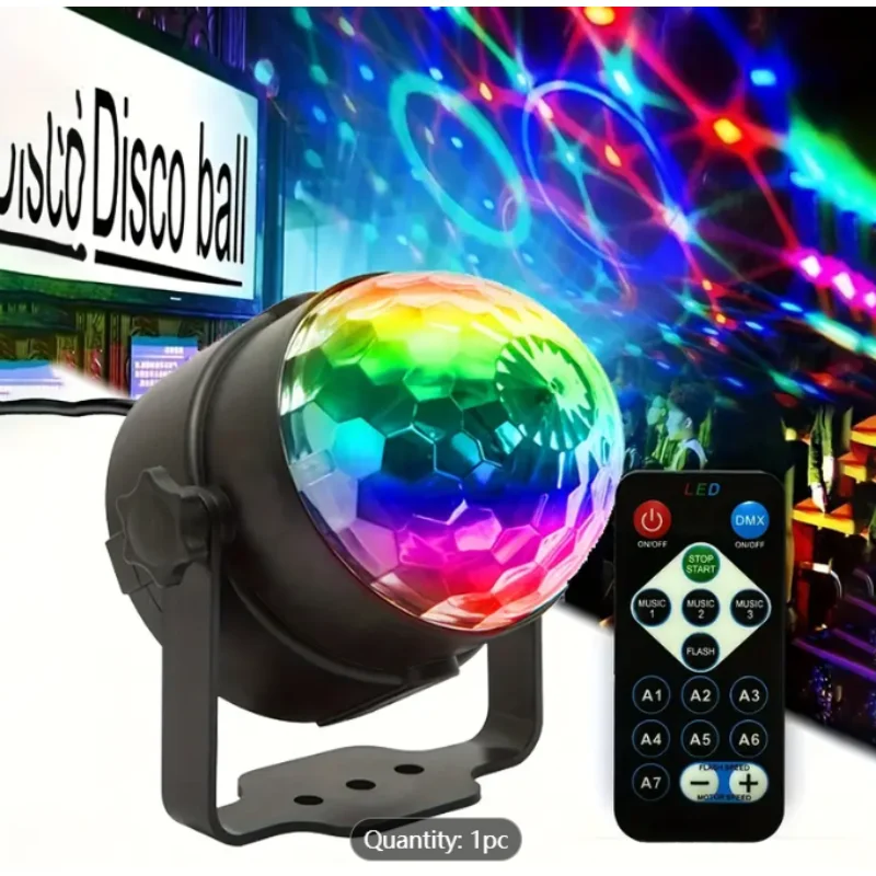 Geluidsgeactiveerde RGB-discoballicht met afstandsbediening, 7-kleurmodi, muzieksynchronisatie, DJ-feestverlichting voor dansvloeren, bruiloften, bars,