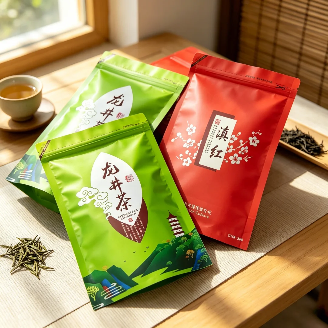 250g Dian Hong tea Zipper Bag China Dan cong Bi luo chun Yunwu Green tea Seal bag YingDe black Dancong Dianhong tea Packing Bag
