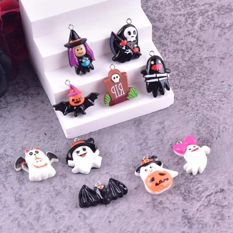 10 قطع هالوين شبح ريبر الراتنج سحر ل القرط المفاتيح DIY الديكور الأزياء والمجوهرات والاكسسوارات #3