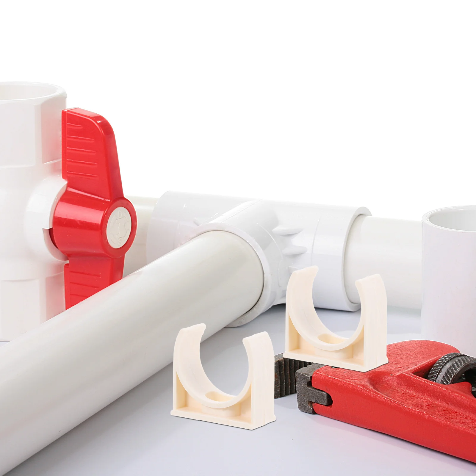 

40Pcs Beige Plastic Tube Clamps U Shape 25mm Durable Supports Mount for Water Pipes Electrical Conduits Plastics Clamps